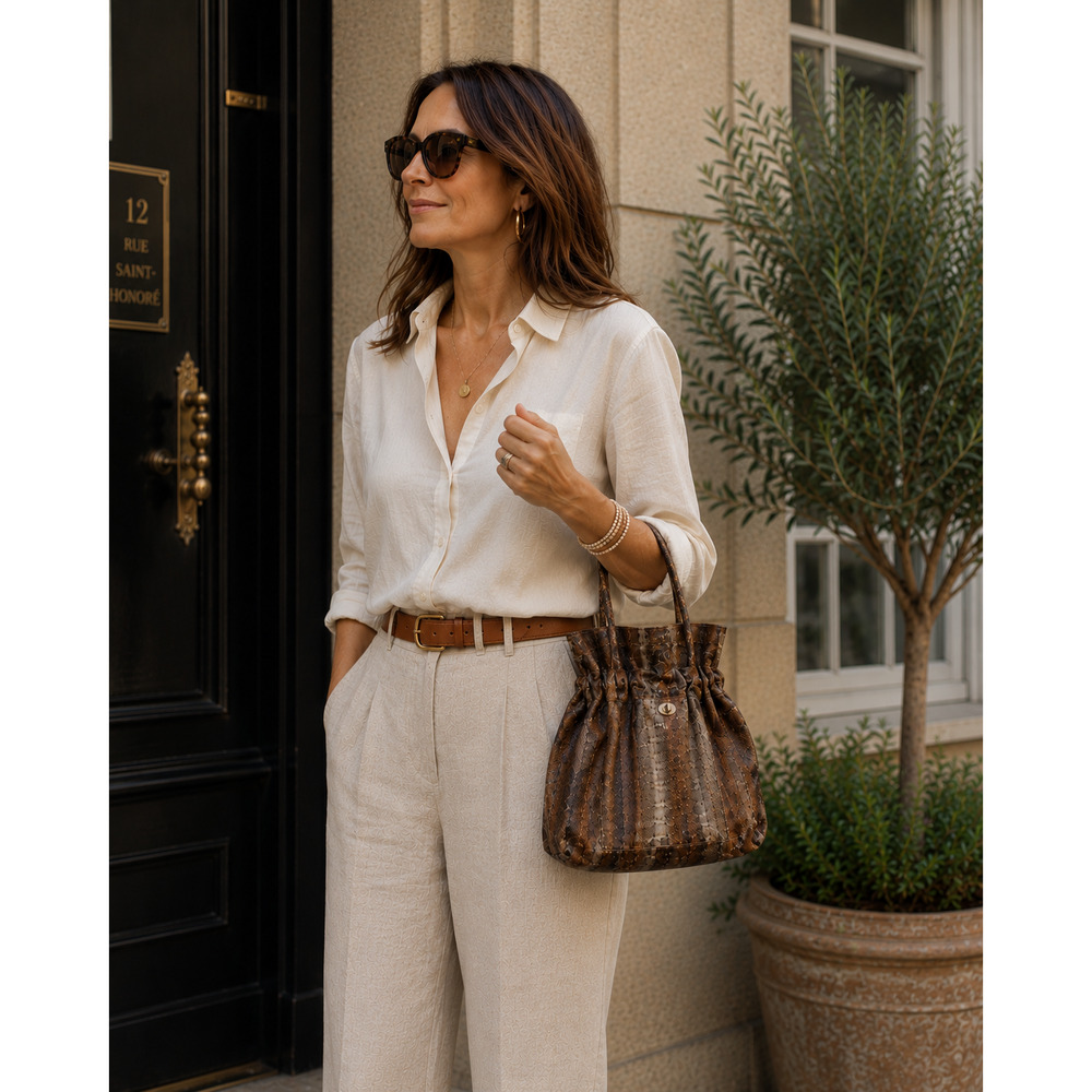 Beirn Brown Gray Snakeskin Bag
